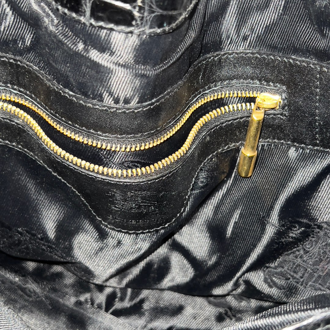 Burberry Black Crocodile-Embossed Leather Bag