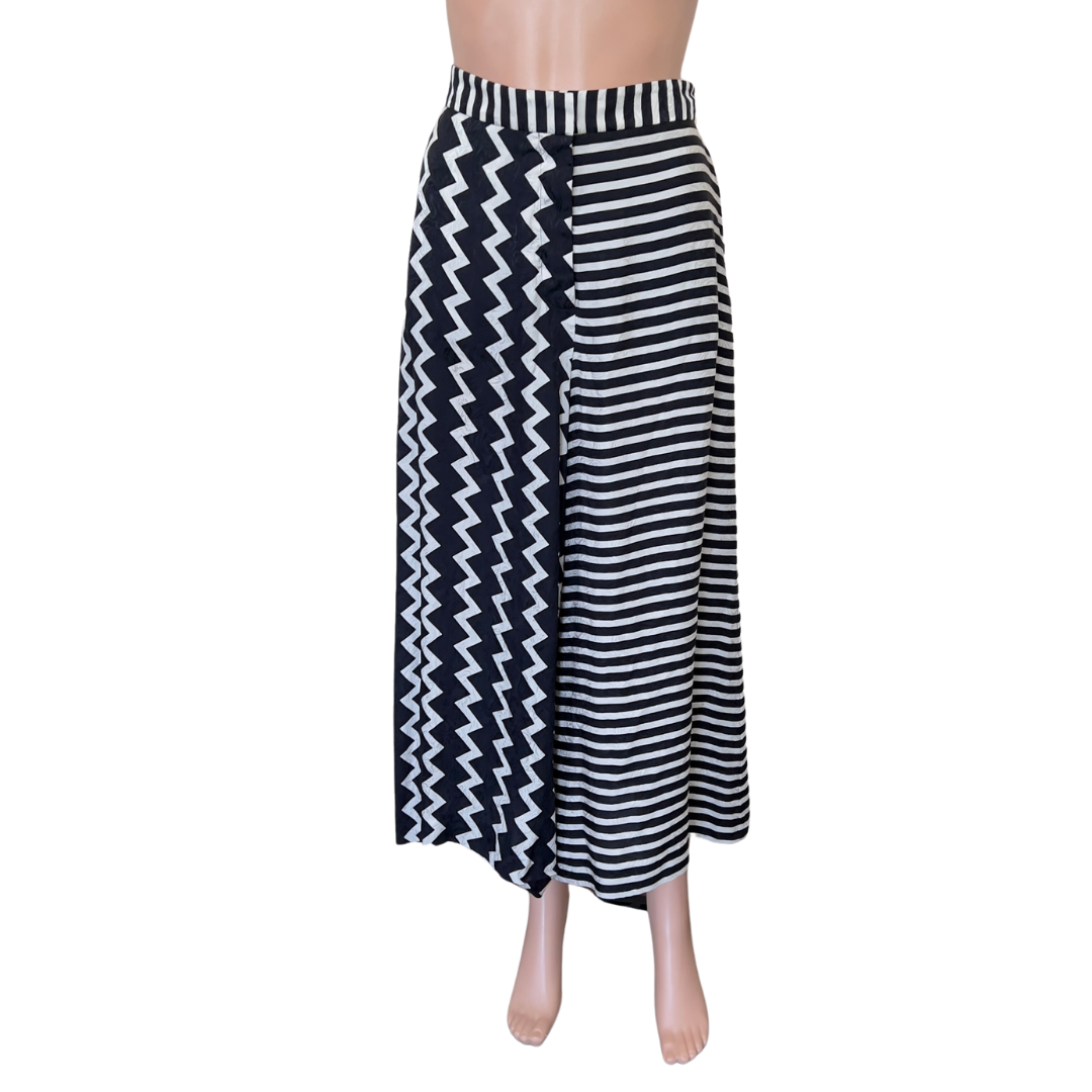 Stella McCartney Black/White Chevron & Stripes Print Culotte