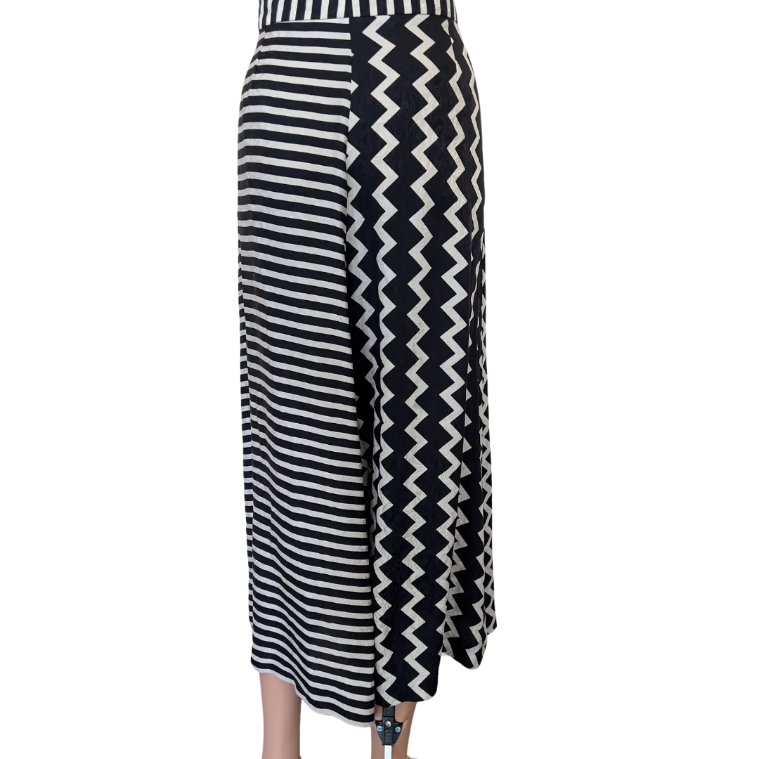 Stella McCartney Black/White Chevron & Stripes Print Culotte