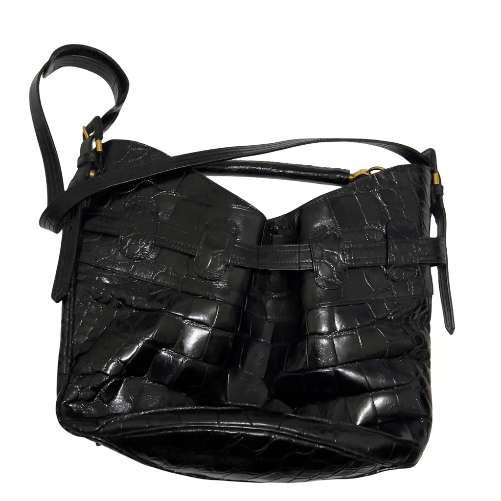 Burberry Black Crocodile-Embossed Leather Bag