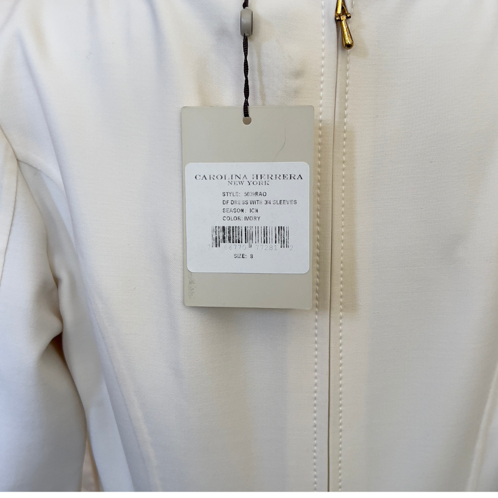 Carolina Herrera Ivory 3/4 Sleeve Sheath Dress
