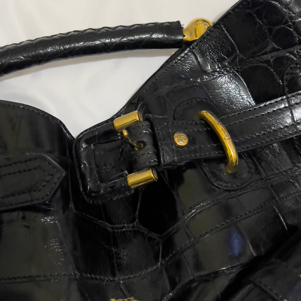 Burberry Black Crocodile-Embossed Leather Bag