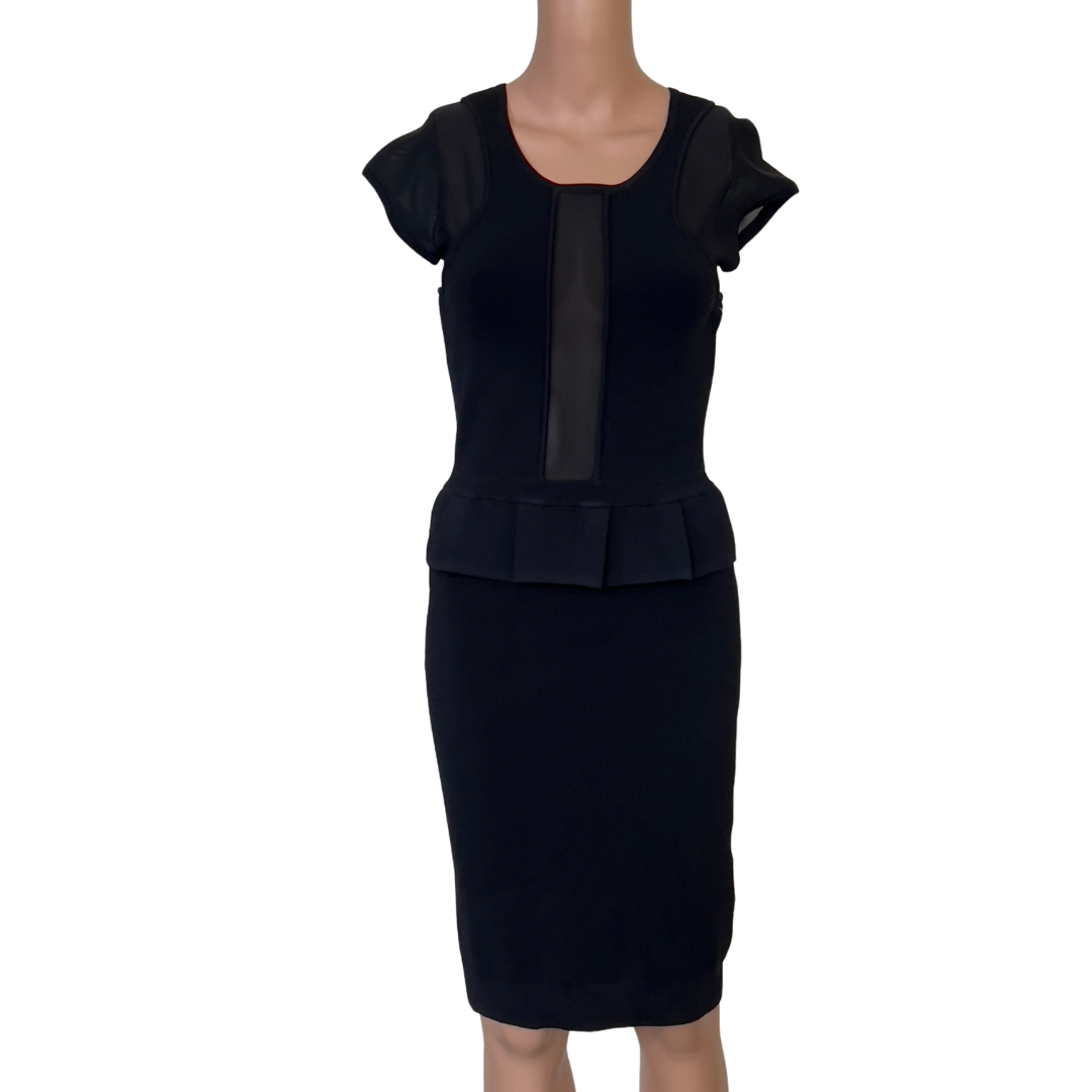 RED Valentino Black Structured Peplum Dress