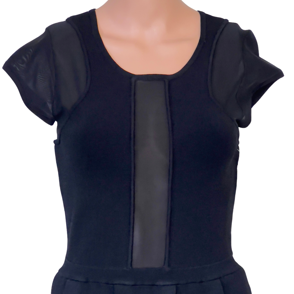 RED Valentino Black Structured Peplum Dress