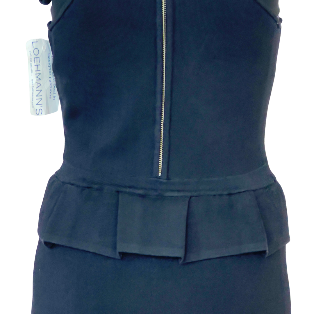 RED Valentino Black Structured Peplum Dress