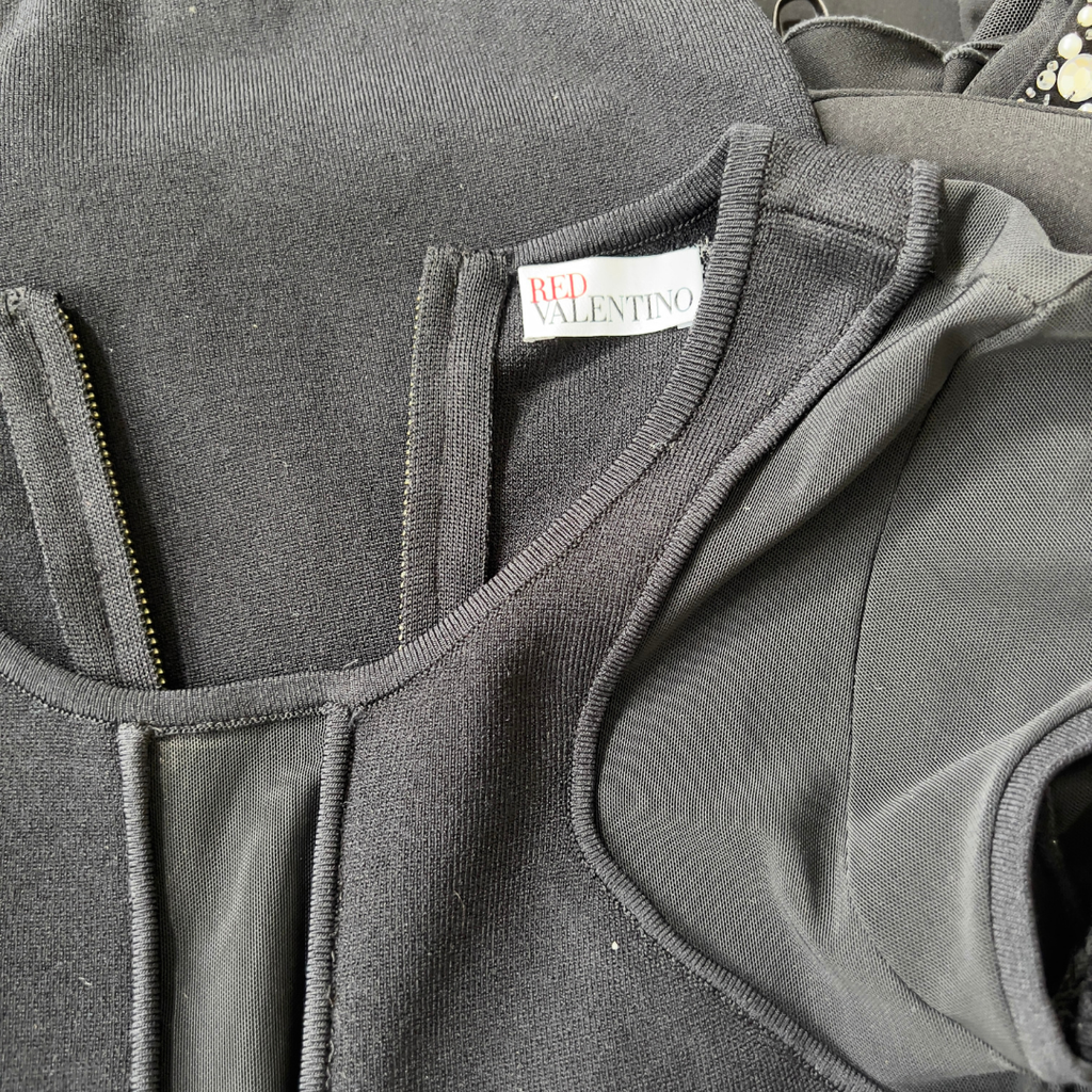 RED Valentino Black Structured Peplum Dress