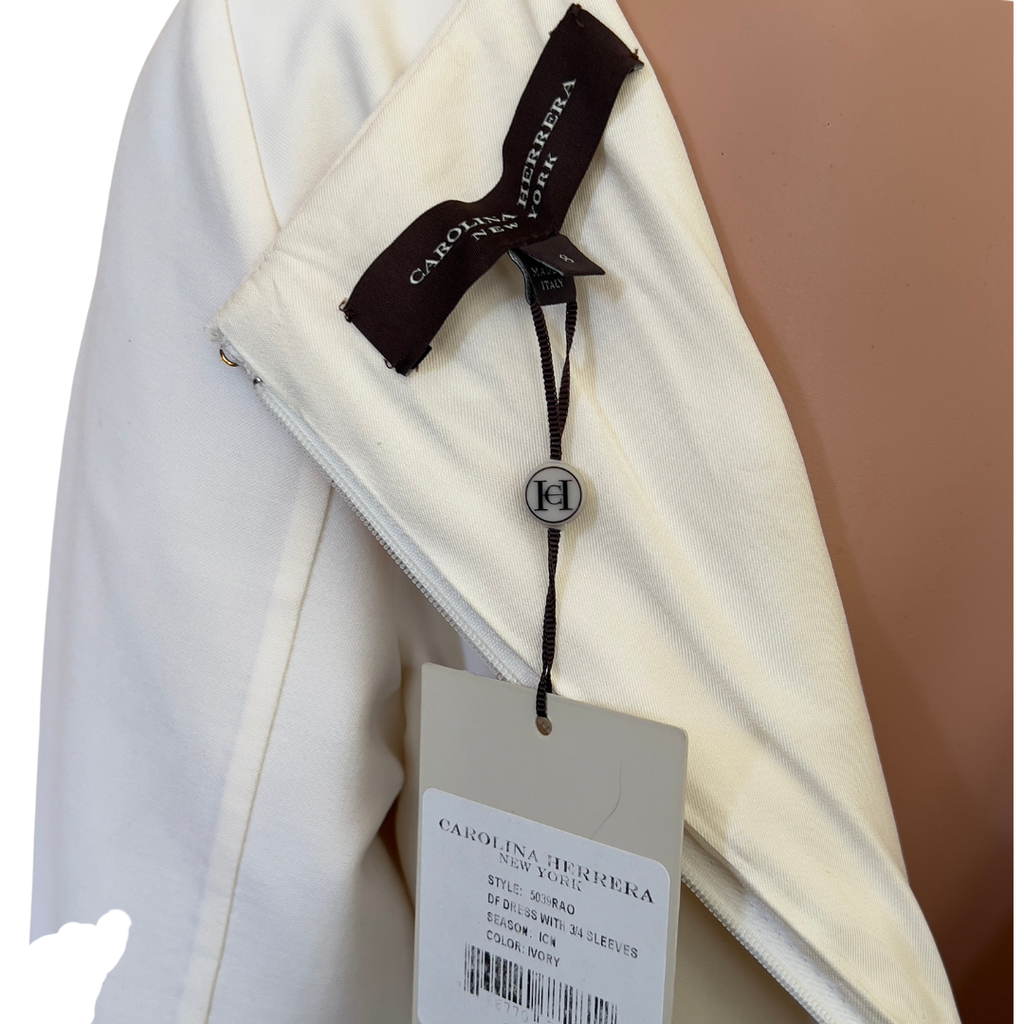 Carolina Herrera Ivory 3/4 Sleeve Sheath Dress