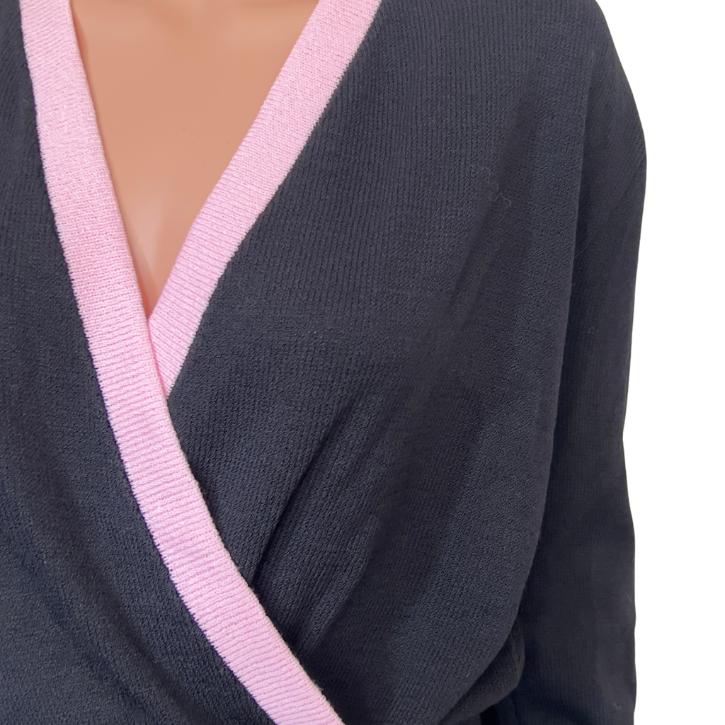 Vintage St. John Kriss Cross Pink and Black Top