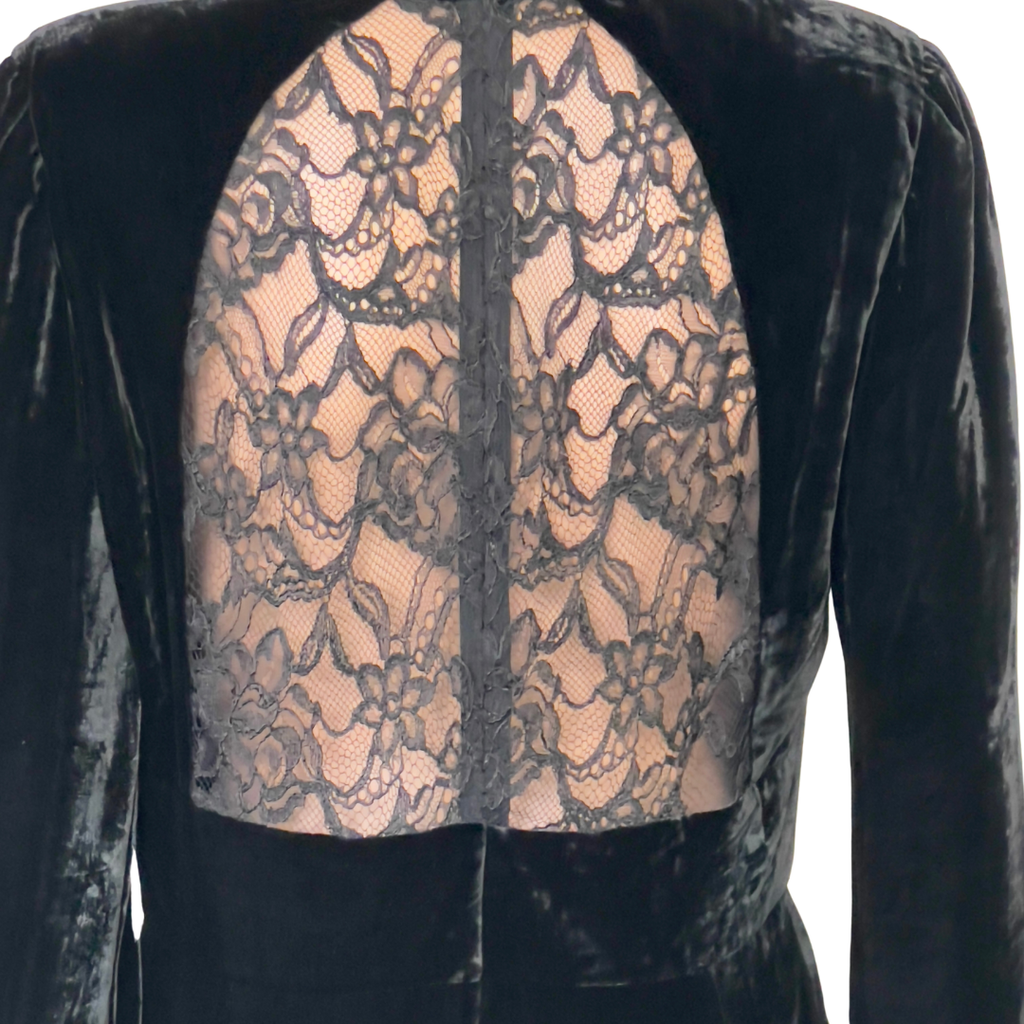 Dundas Black Velvet & Lace Keyhole Dress