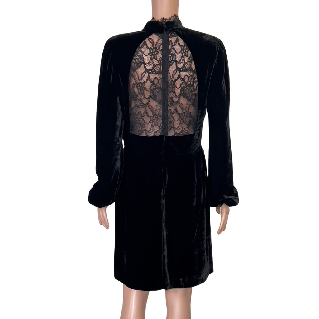 Dundas Black Velvet & Lace Keyhole Dress