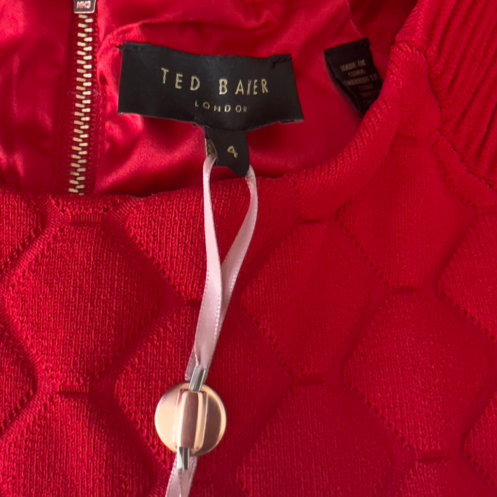 Ted Baker Red Textured Knit Fit-and-Flare Dress