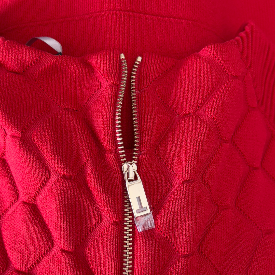 Ted Baker Red Textured Knit Fit-and-Flare Dress