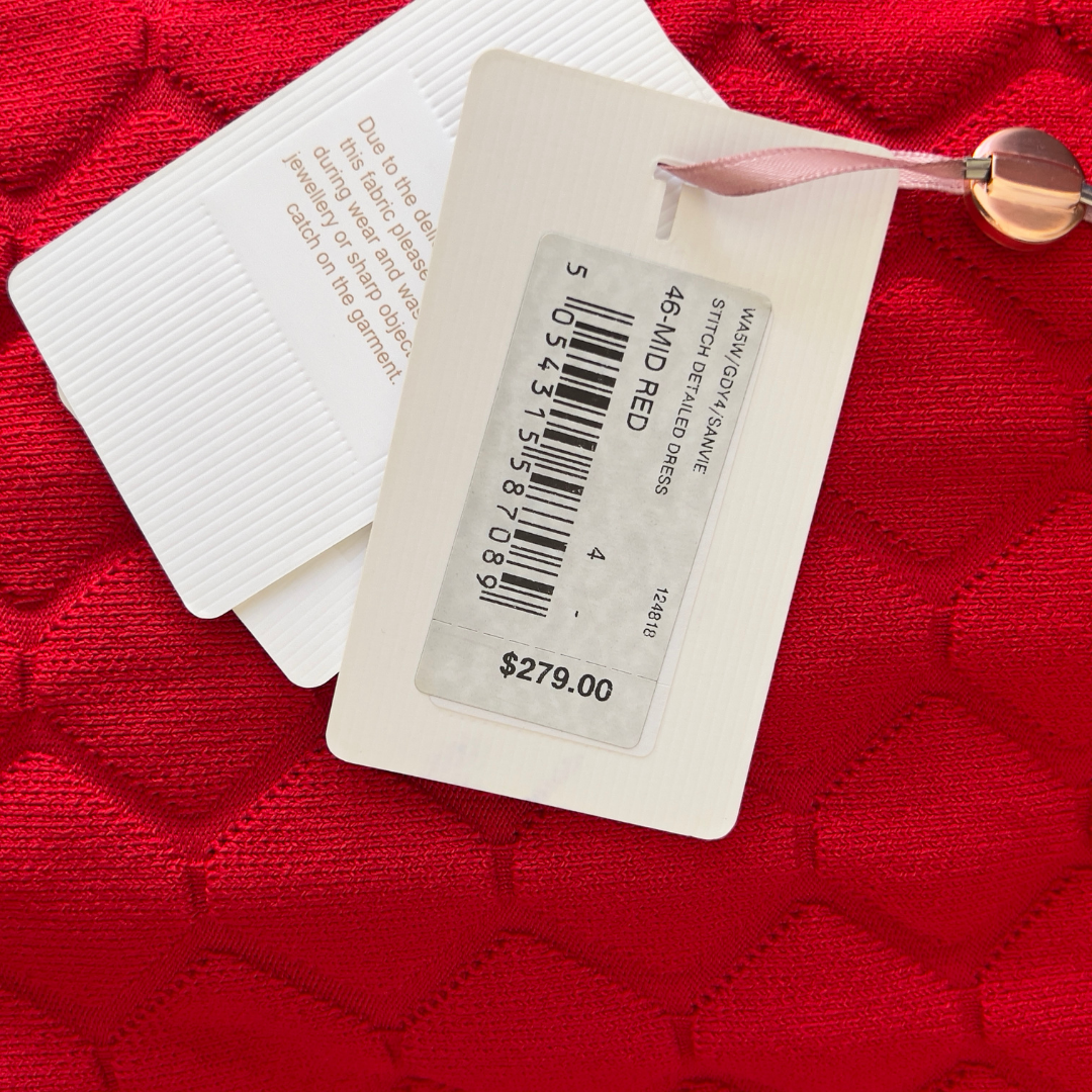 Ted Baker Red Textured Knit Fit-and-Flare Dress