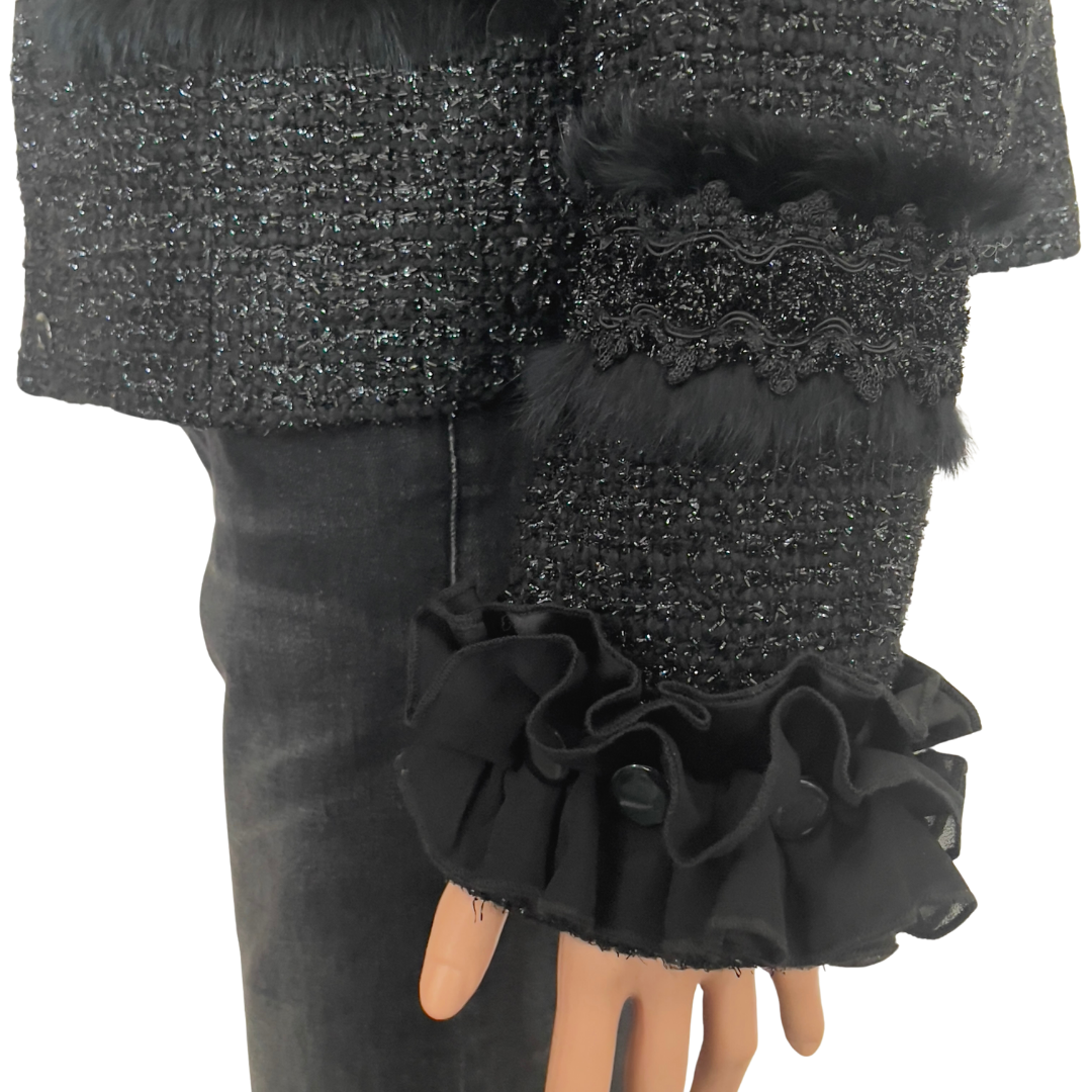 Neiman Marcus Black Jacket with Fur Trim