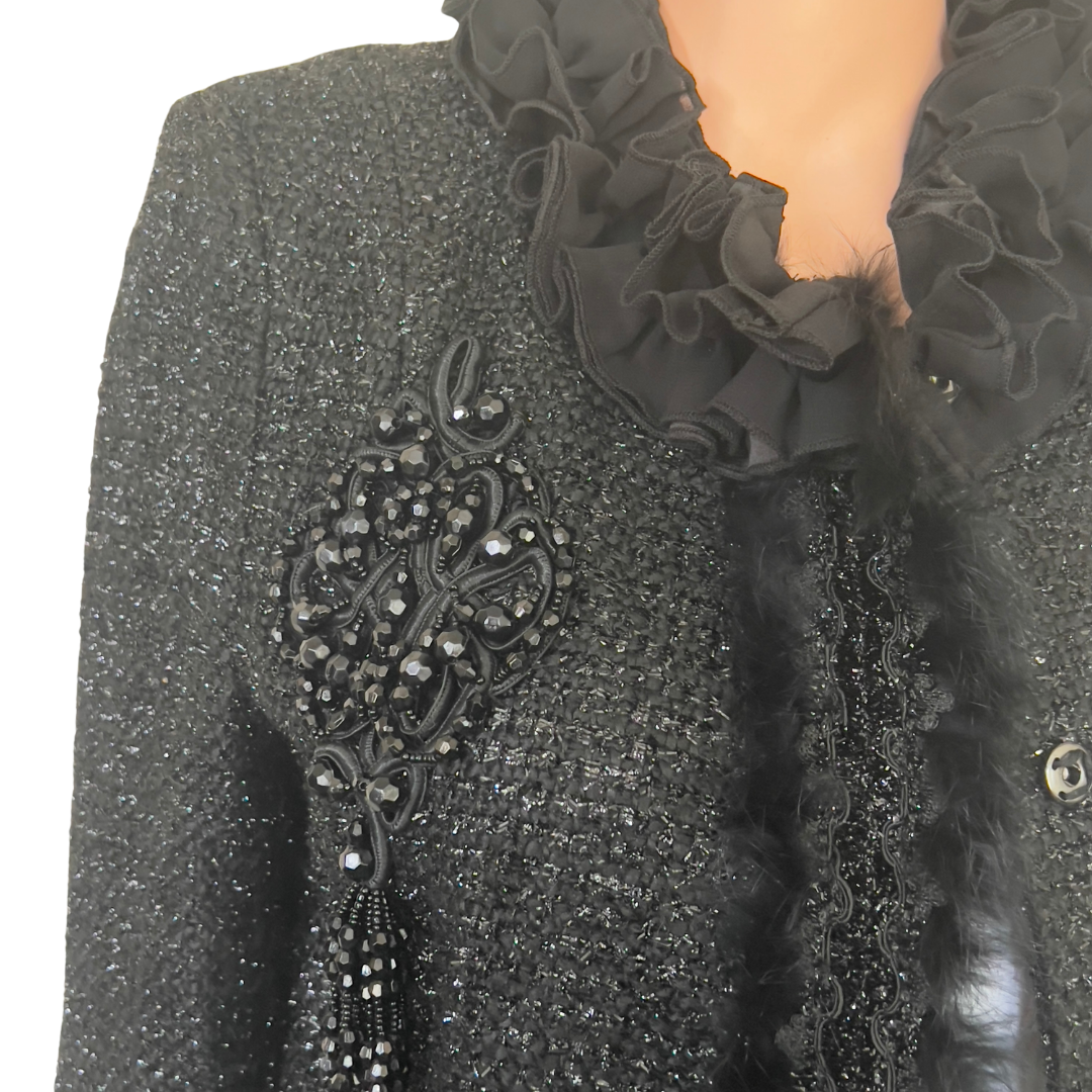 Neiman Marcus Black Jacket with Fur Trim