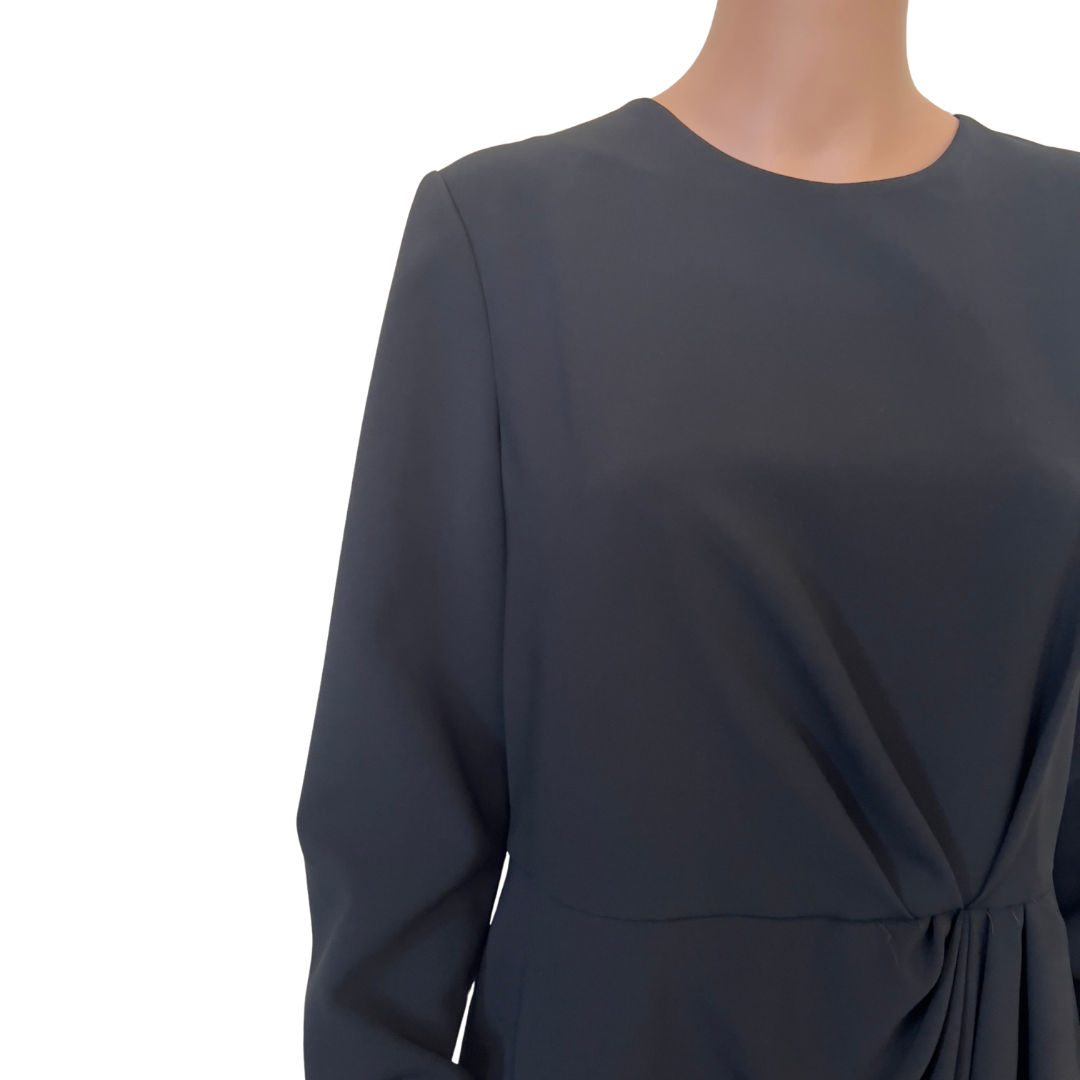 Carolina Herrera New York Long Sleeve  Asymetrical Black Dress