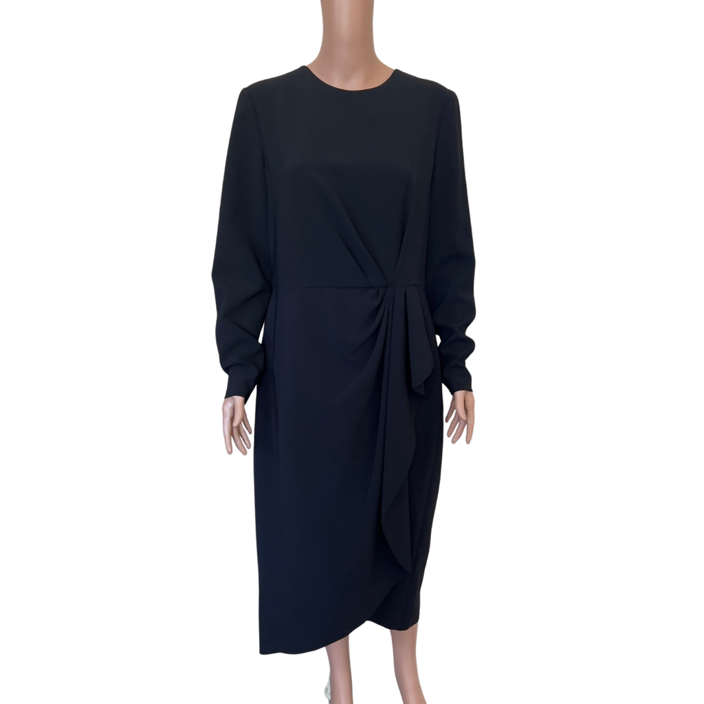 Carolina Herrera New York Long Sleeve  Asymetrical Black Dress