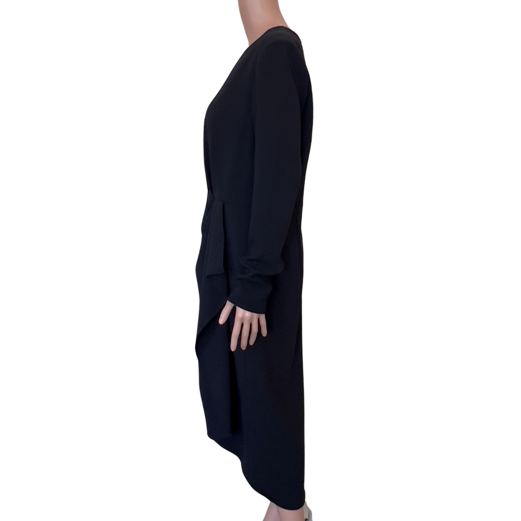 Carolina Herrera New York Long Sleeve  Asymetrical Black Dress