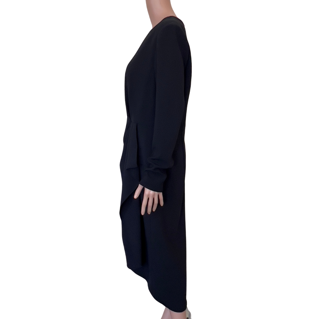 Carolina Herrera New York Long Sleeve  Asymetrical Black Dress