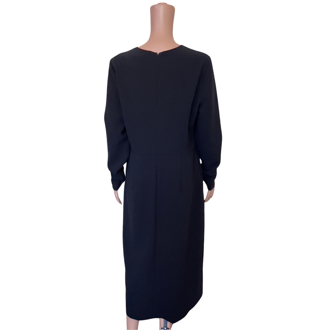 Carolina Herrera New York Long Sleeve  Asymetrical Black Dress
