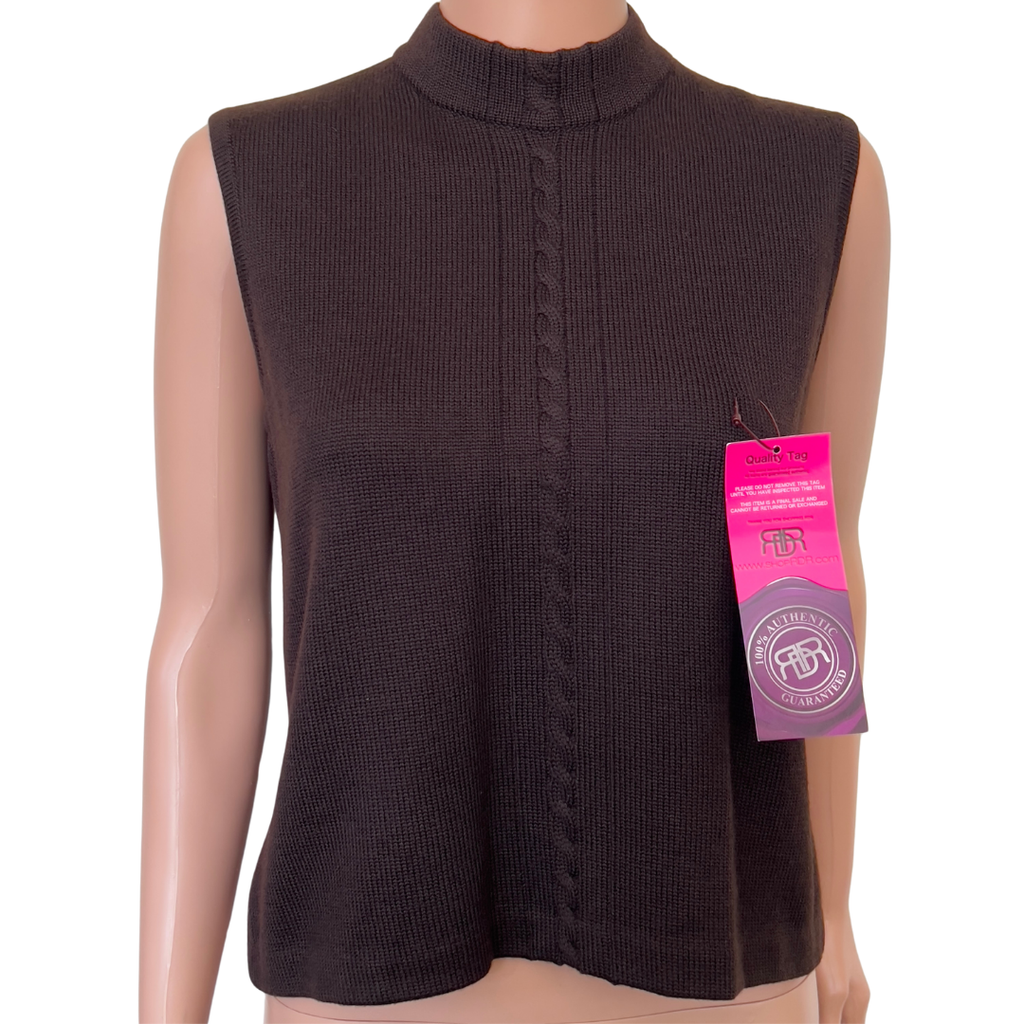 St. John Brown Knit Turtleneck Tank