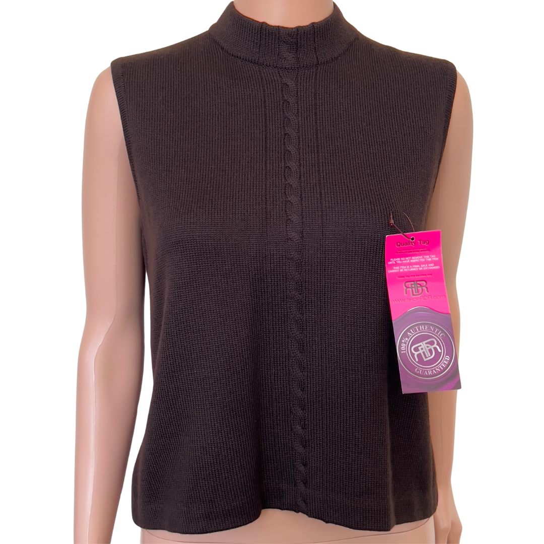 St. John Brown Knit Turtleneck Tank