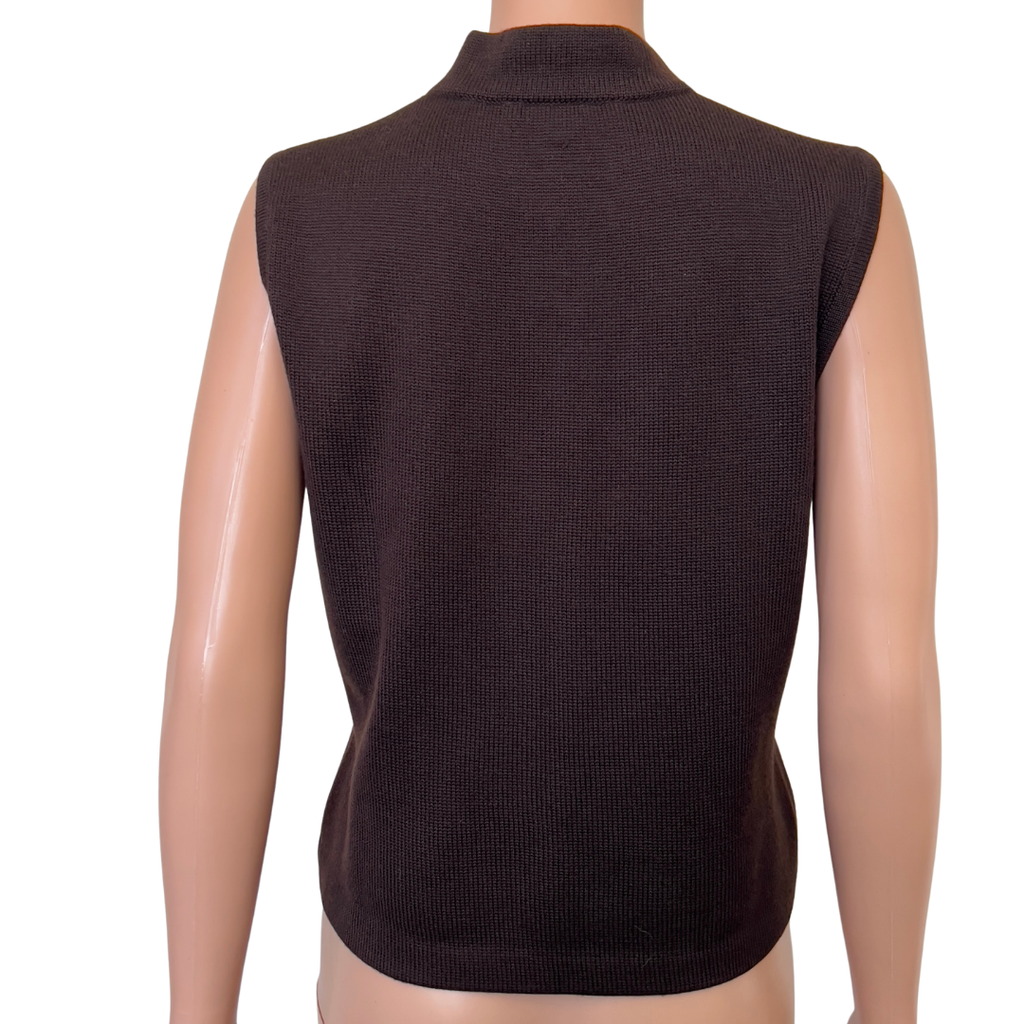 St. John Brown Knit Turtleneck Tank