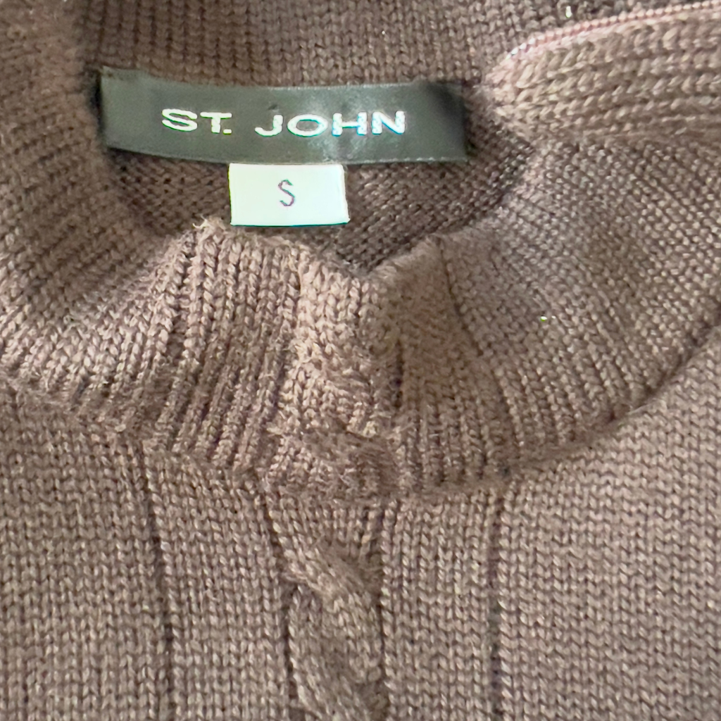 St. John Brown Knit Turtleneck Tank