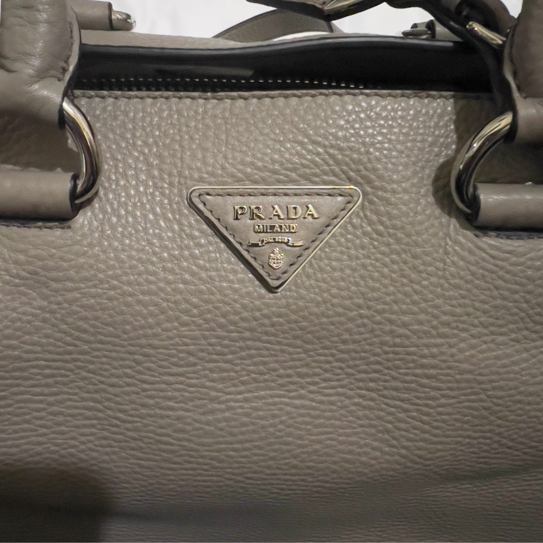Prada Pebbled Leather Tote Bag