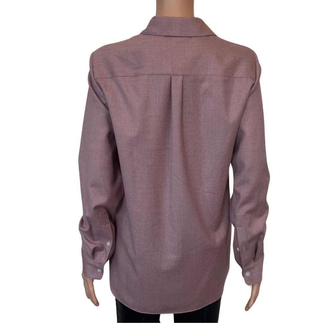 Theory Classic Straight Shirt Winter Pink Melange Sleek Flannel