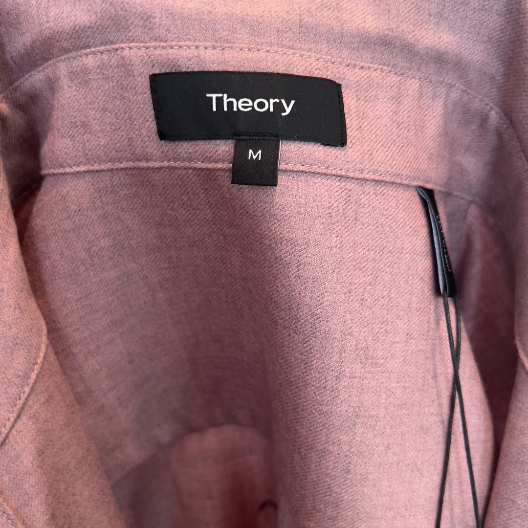 Theory Classic Straight Shirt Winter Pink Melange Sleek Flannel