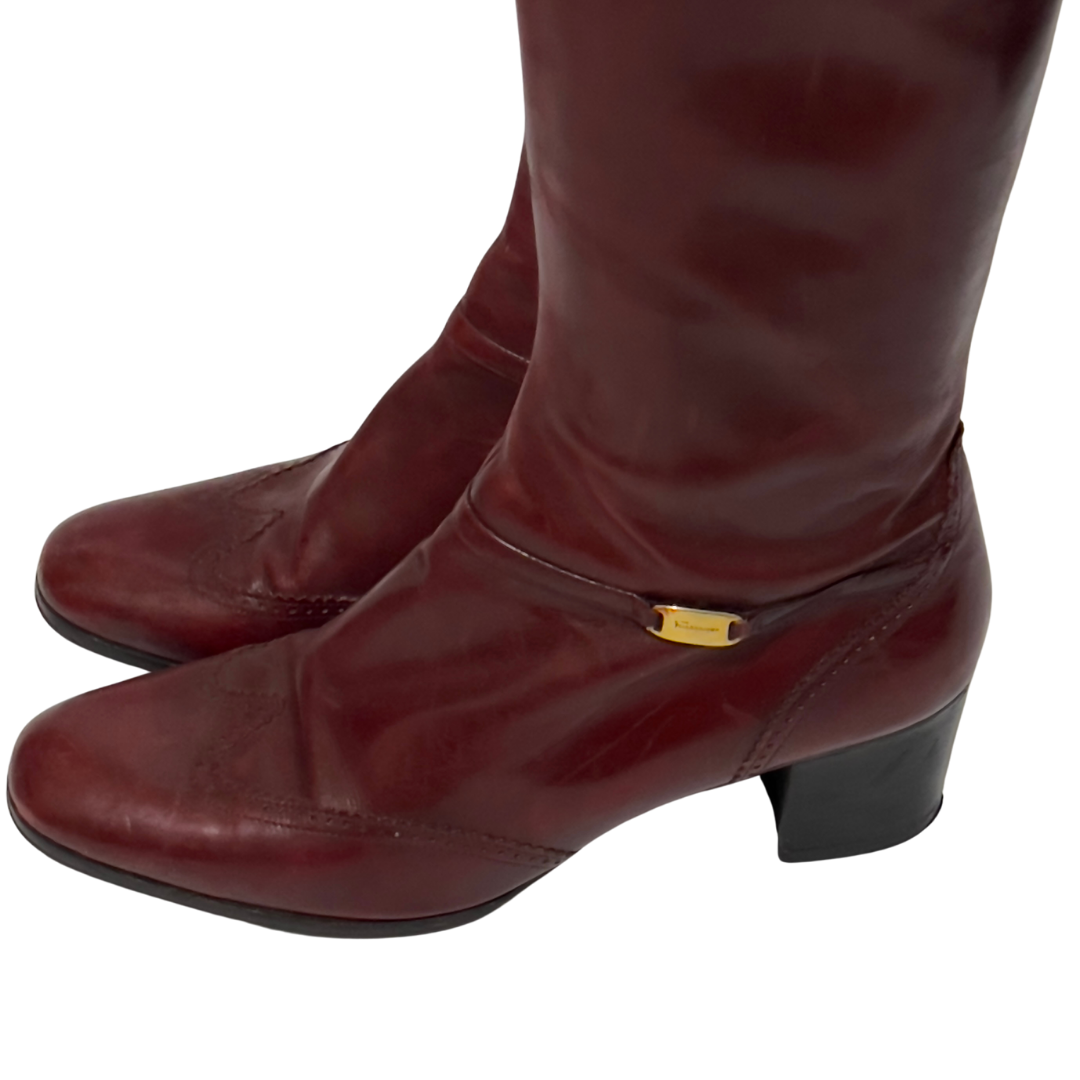Salvatore Ferragamo Burgundy Boots