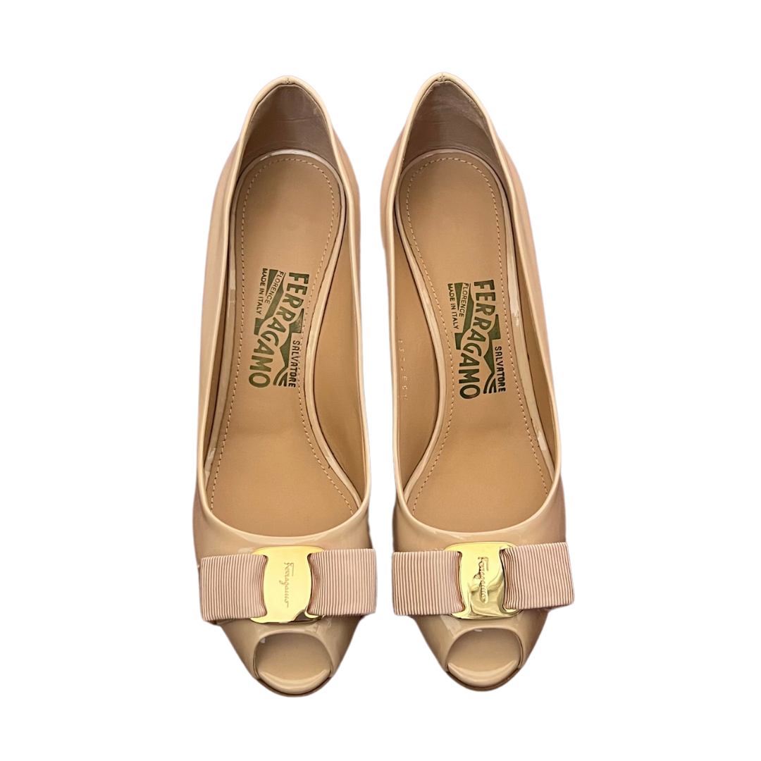 Salvatore Ferragamo Vara Bow Peep-Toe Pumps