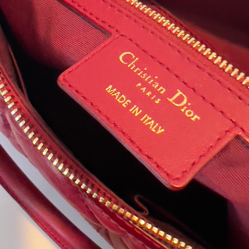 Dior Red Cannage Leather Satchel