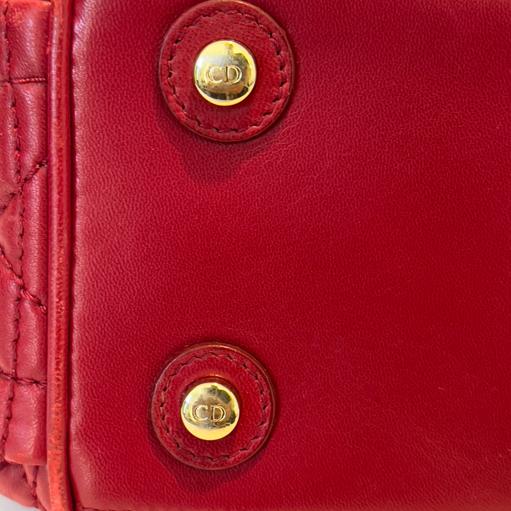 Dior Red Cannage Leather Satchel