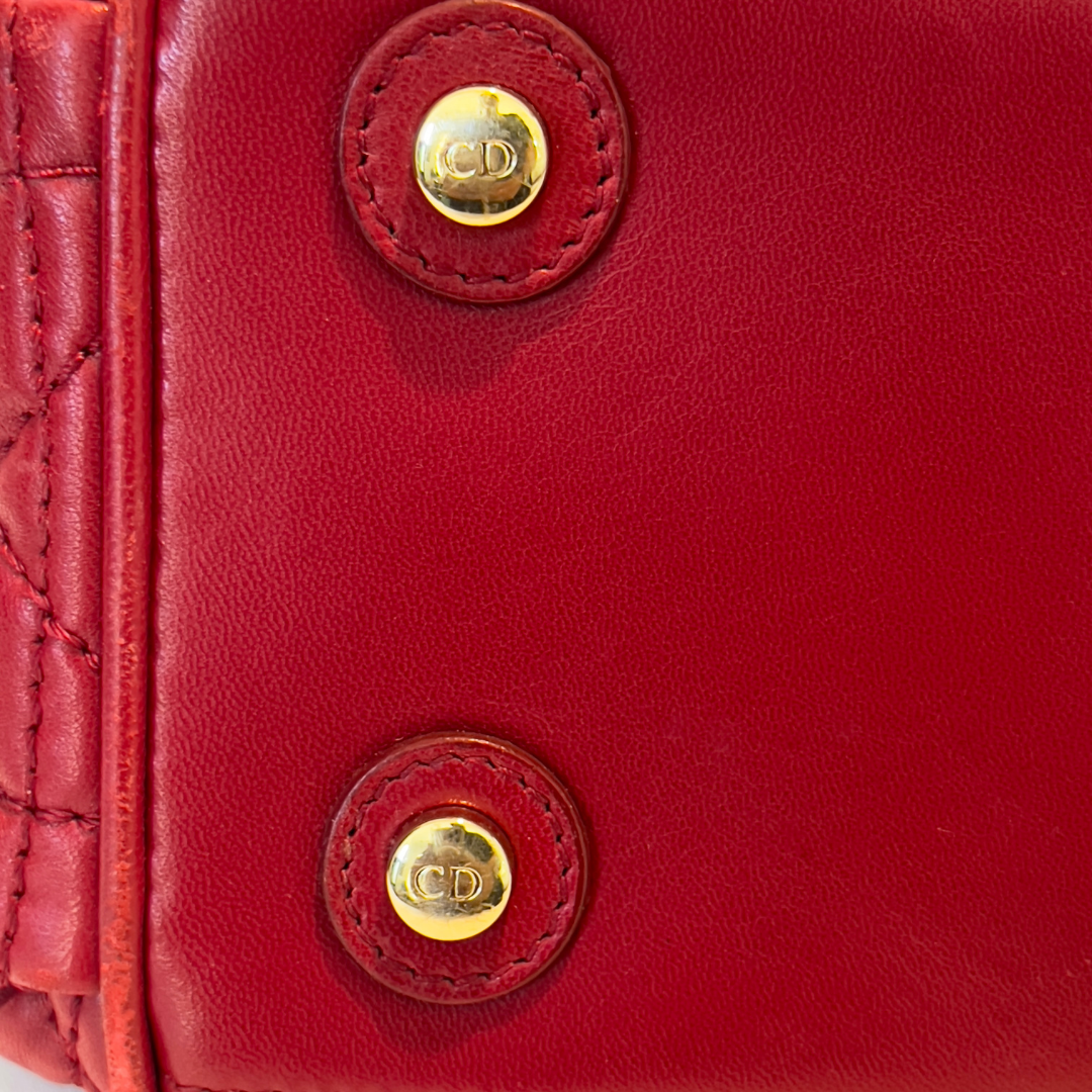 Dior Red Cannage Leather Satchel