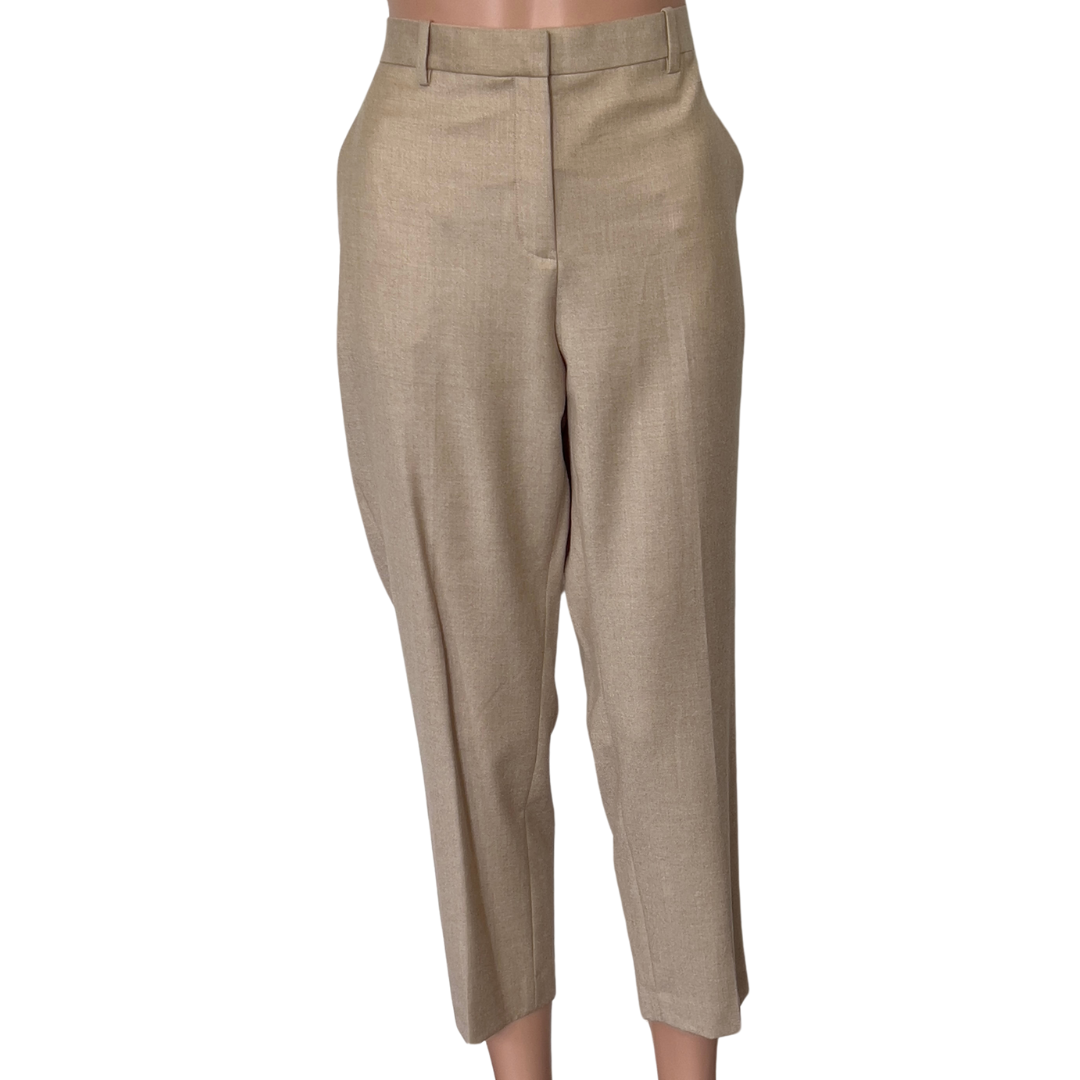 Theory Light Camel Melange  Sleek Flannel Tailor Trouser