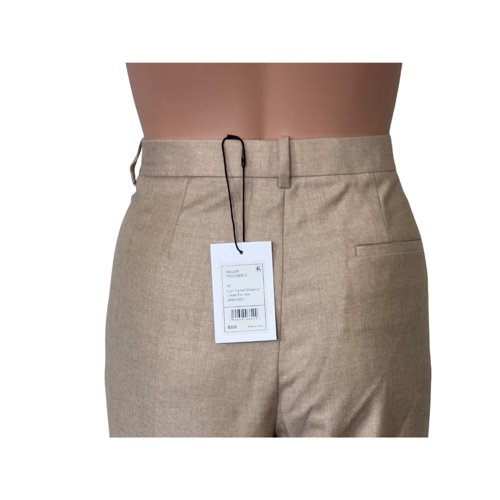 Theory Light Camel Melange  Sleek Flannel Tailor Trouser