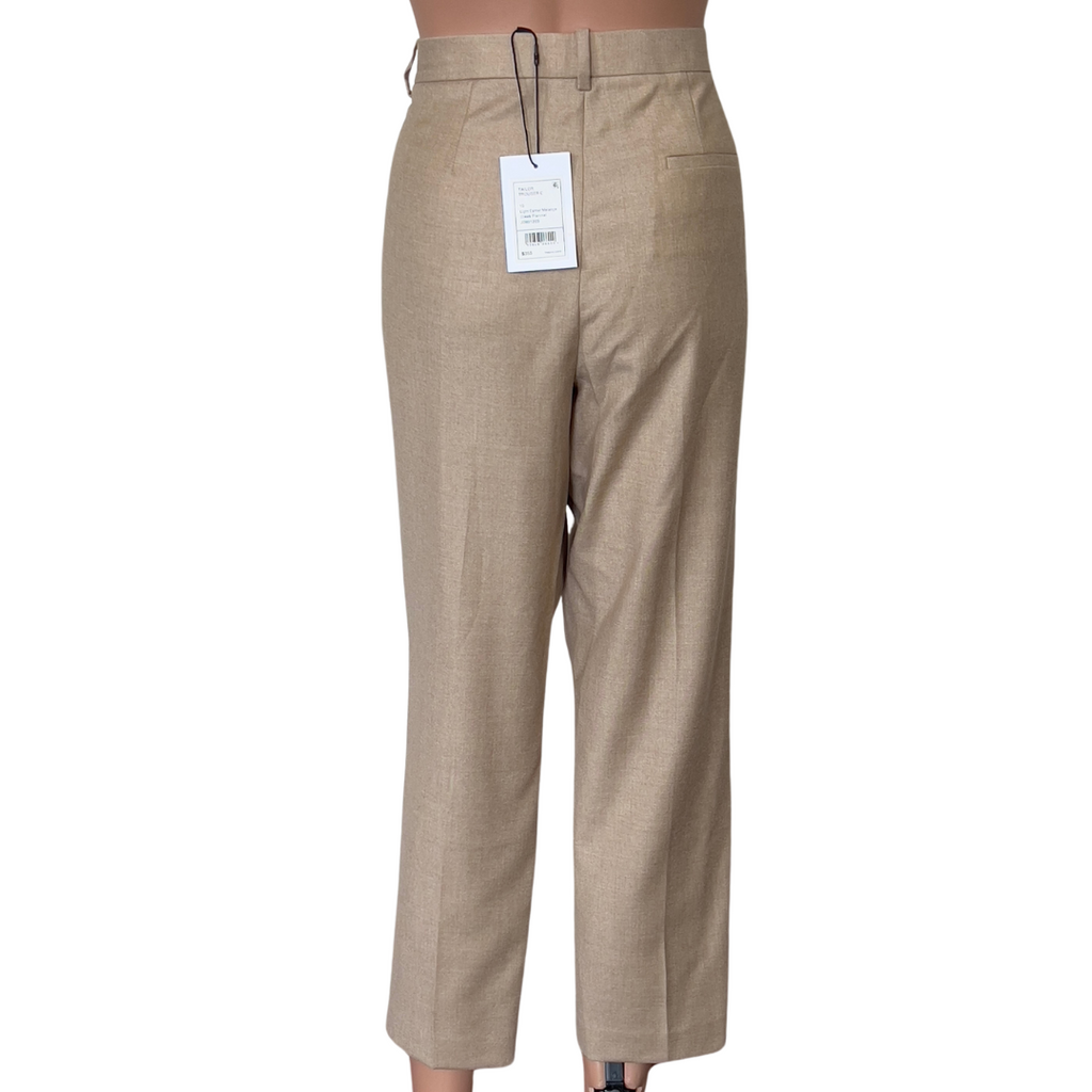 Theory Light Camel Melange  Sleek Flannel Tailor Trouser